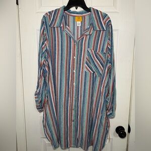 NWT - Ruby Rd. Women's Plus Size Striped Roll-Tab Tapestry Traveler